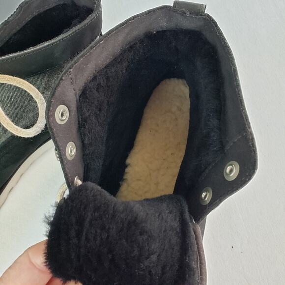 Ugg gray denim leather hi top laceup boots women's size 10 NWOT. - Picture 8 of 8